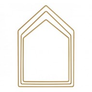 Sarma metalica aurie in forma de casa, set 3 marimi, Rayher