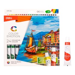 Tempera 24 culori 12ml Deli Tempera 24 culori 12ml Deli