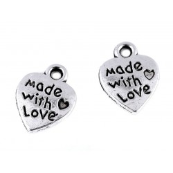 Pandantiv inimioara, Made whit love, 10x12mm Pandantiv inimioara, Made whit love, 10x12mm