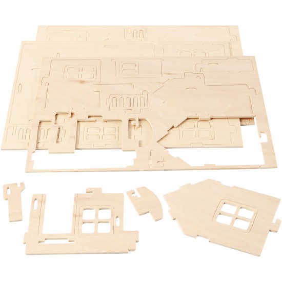 Kit creativ, Construim casuta 3D cu terasa, 19x17,5x15 cm 