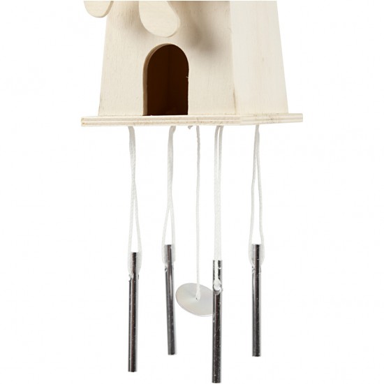 Kit creativ, moara de vant cu clopotei  lemn natur, 12x7 cm