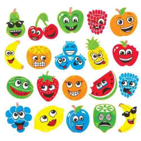Set creativ pentru copii, fructe din carton buretat, adezive, diverse forme, 30buc /set