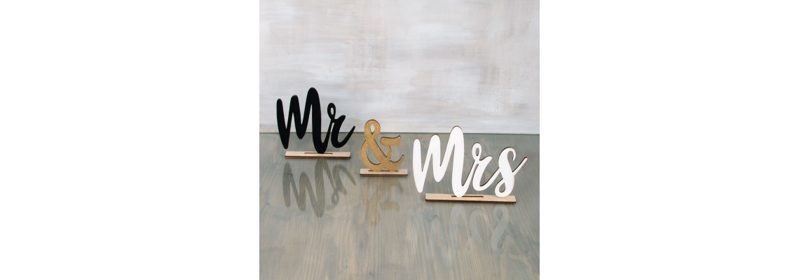 Mesaj lemn Mr si Mrs