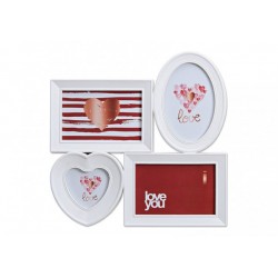 Rama foto patrata, pentru 4 fotografii, din plastic alb, dimensiune 30x30 cm Rama foto patrata, pentru 4 fotografii, din plastic alb, dimensiune 30x30 cm