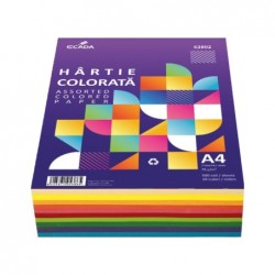Hartie colorata A4 75 g/mp 500 coli 10 culori ECADA Hartie colorata A4 75 g/mp 500 coli 10 culori ECADA