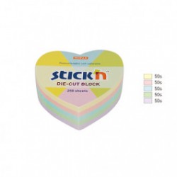 Notes autoadeziv Die-Cut - inima, 64 x 67 mm, 250 file, Stick"n - 5 culori pastel Notes autoadeziv Die-Cut - inima, 64 x 67 mm, 250 file, Stick"n - 5 culori pastel
