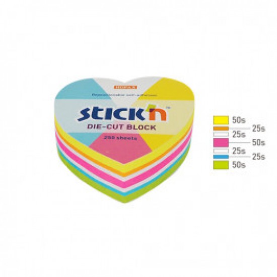 Stick index plastic transparent color 45 x 12 mm, 5 x 20 file/set, Stick"n - sageata - 5 culori neon