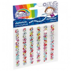 Strasuri autoadezive, 6 sirag flori diverse culori,  9cm