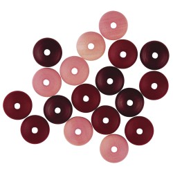 Margele Rayher din lemn, mate, 14 mm, nuante de albastru,  18 piese