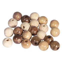 Margele Rayher din lemn mix, FSC 100%, 8mm ?, nuante naturale, slefuite, 84 buc/set