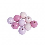 Margele Rayher din lemn mix FSC 100%, 12mm ?, nuante de roz, slefuite, 32buc/set