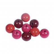 Margele Rayher din lemn mix FSC 100%, 12mm ?, nuante de rosu, slefuite, 32buc/set