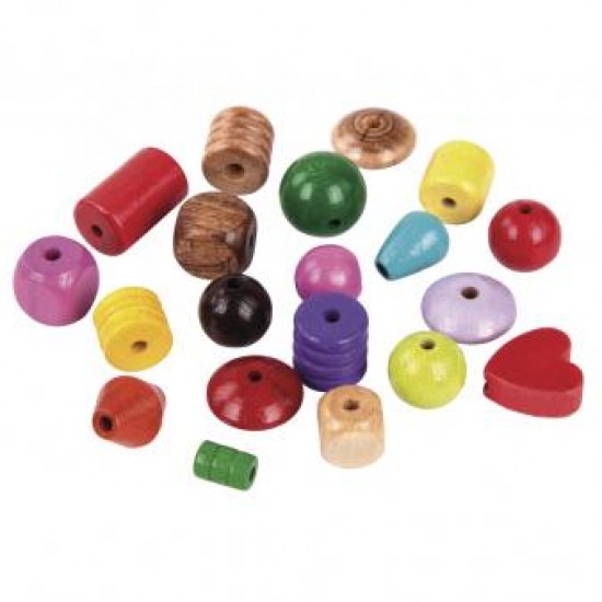 Margele colorate din lemn, Rayher, 4-16mm, 1200gr