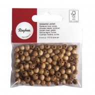 Margele Rayher din lemn FSC 100%, slefuite, 6mm natur,  115 piese