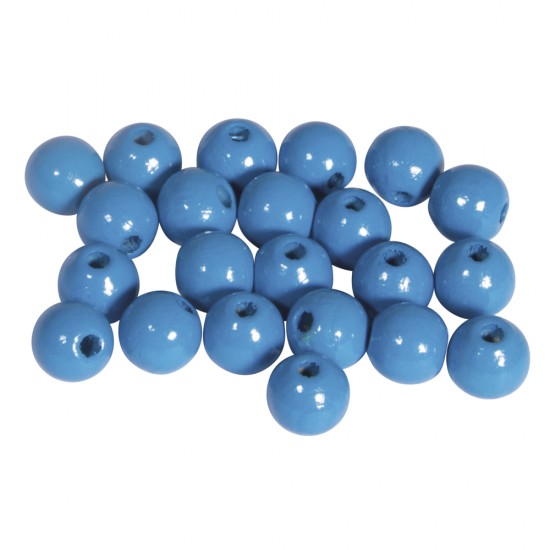 Margele Rayher din lemn FSC 100%, slefuite, 8mm albastru mediu, 82 piese