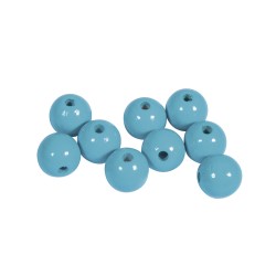 Margele Rayher din lemn FSC 100%, slefuite, 12mm turcoaz, 32 piese