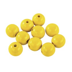 Margele Rayher din lemn FSC 100%, slefuite, 14mm galben,  18 piese
