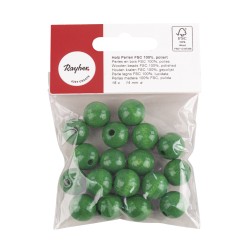 Margele Rayher din lemn FSC 100%, slefuite, 14mm verde deschis,  18 piese