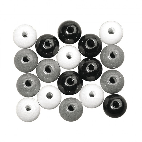 Margele Rayher din lemn mix FSC 100%, 6mm nuante negru/alb, slefuite,  115 piese
