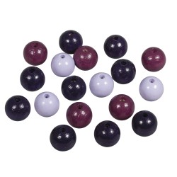 Margele Rayher din lemn mix FSC 100%, 14mm nuante de mov, slefuite,  18 piese