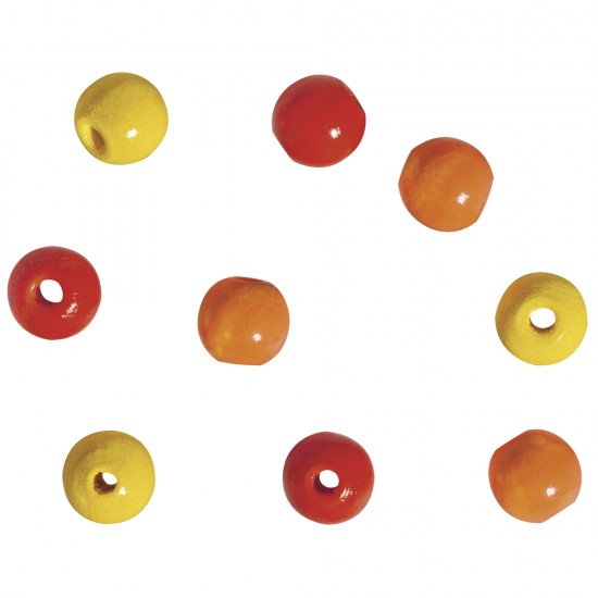 Margele Rayher din lemn, diametru 6 mm, culoare: portocaliu/galben/rosu, 115/set