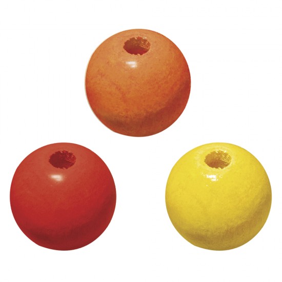 Margele Rayher din lemn, diametru 10 mm, culoare: portocaliu/galben/rosu, 52/set