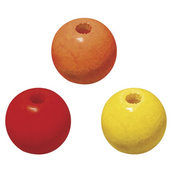 Margele Rayher din lemn, diametru 12 mm, culoare: portocaliu/galben/rosu, 32/set