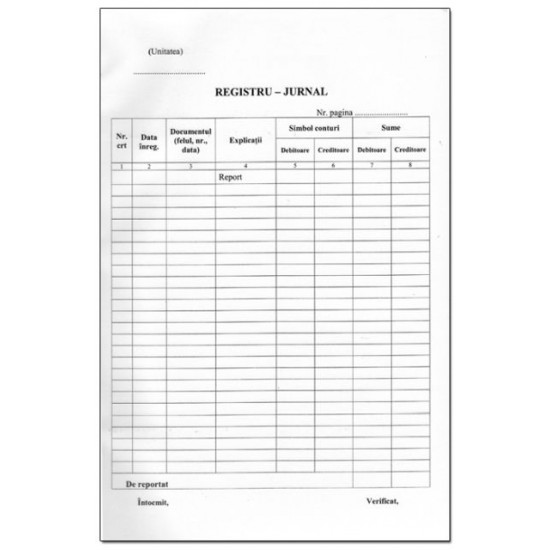 Registru jurnal A4, simplu, 100 file