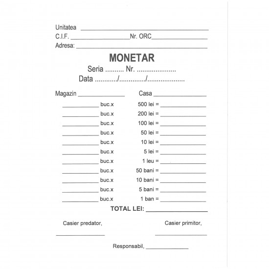 Monetar simplu, format A6, 100 file