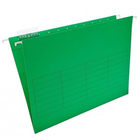 Dosar suspendabil cu eticheta, bagheta metalica, carton 230g/mp, 5 buc/set, DONAU - verde
