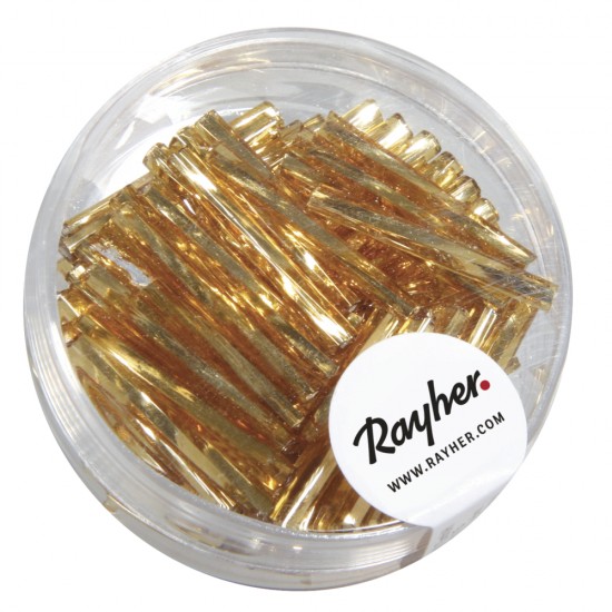 Margele Rayher din sticla, 20 mm, aurii cu interior argintiu,13g