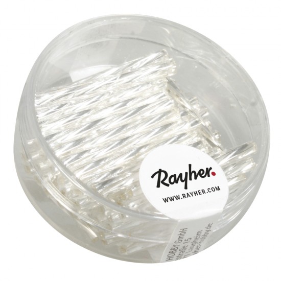 Margele Rayher din sticla, 20 mm, argintii cu interior argintiu,13g