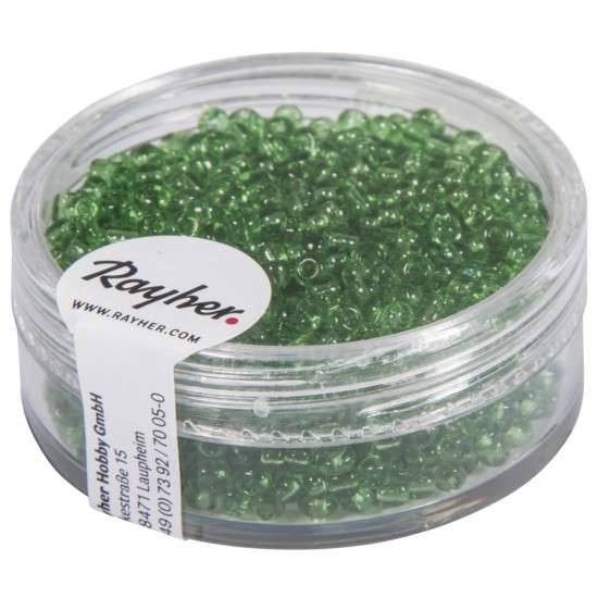 Margele de nisip-Rocailles, 2 mm , transparente, verde,17g