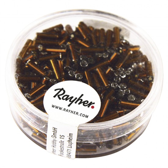 Margele Rayher din sticla, 7/2 mm, maro cu intrare argintie,  15g