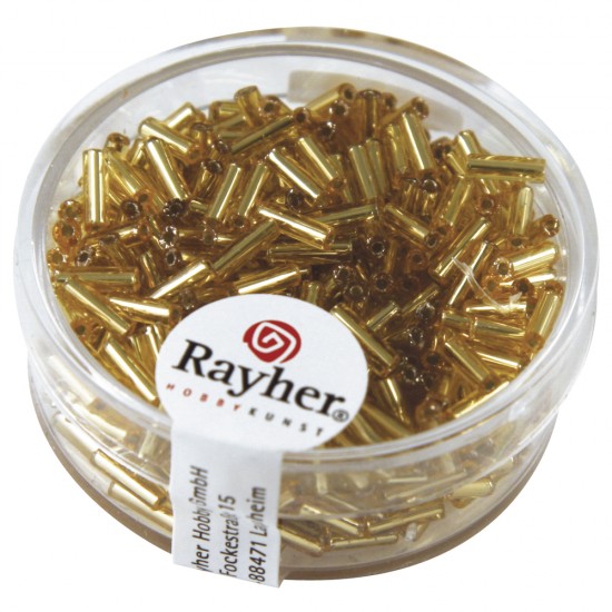 Margele Rayher din sticla, 7/2 mm, aurii cu intrare argintie,  15g