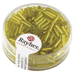 Margele Rayher din sticla, 7/2 mm, galbene cu intrare argintie,  15g