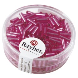 Margele Rayher din sticla, 7/2 mm, roz cu intrare argintie,  15g, nu se spala