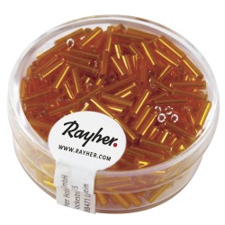 Margele Rayher din sticla, 7/2 mm, portocaliu cu intrare argintie,  15g
