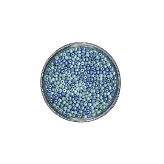 Margele de nisip-Rocailles, 2,6 mm , sidefate, nuante de albastru,17g