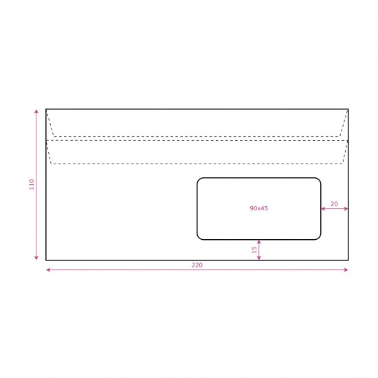 Plic DL, 110x220 mm, alb, siliconic, 100/set, cu fereastra dreapta