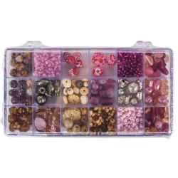 Set margele Rayher din sticla, diverse marimi, nuante de roz, 240g/set Set margele Rayher din sticla, diverse marimi, nuante de roz, 240g/set