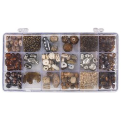 Set margele Rayher din sticla, diverse marimi, nuante de topaz, 240g/set Set margele Rayher din sticla, diverse marimi, nuante de topaz, 240g/set