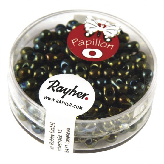 Margele de nisip, Papillon-Rocailles, verde smarald, 3,2x6,5mm, 18 g