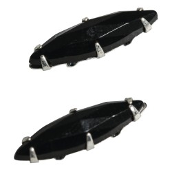 Strasuri din sticla ovale , 16x4 mm, Negru, 2buc/set