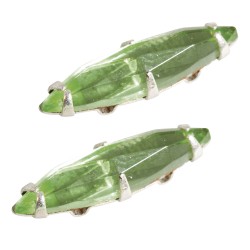 Strasuri din sticla ovale, 16x4 mm, jasper, 2buc/set