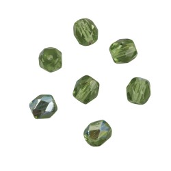 Margele Rayher din sticla, 4mm  ,verde smarald iridescent, 100buc/set