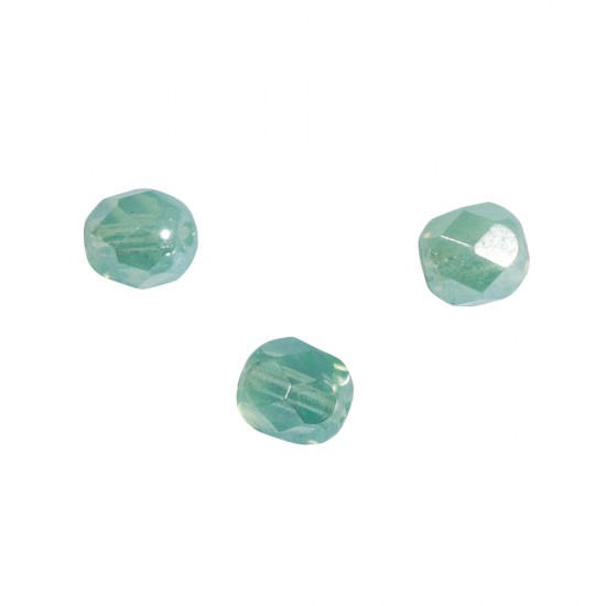 Margele de sticla lustruite, 6 mm , verde menta opac, 50buc/set