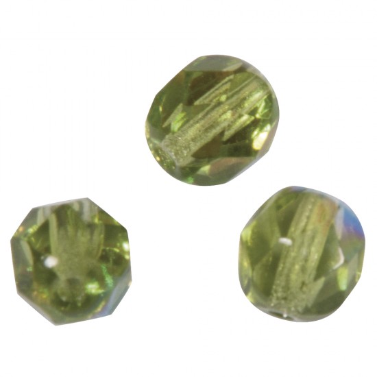 Margele de sticla lustruite, 6 mm , verde maslina , 50buc/set