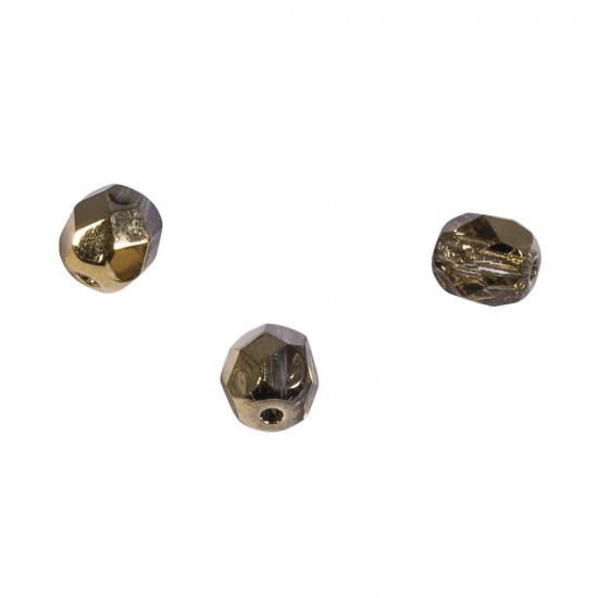 Margele de sticla lustruite, 6 mm o,, gold semi-opaque, box 50 pcs.