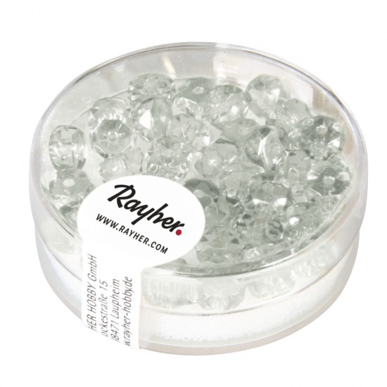 Margele Rayher din sticla forma de maslina,  6x4mm o, rock crystal, box 50 pcs.